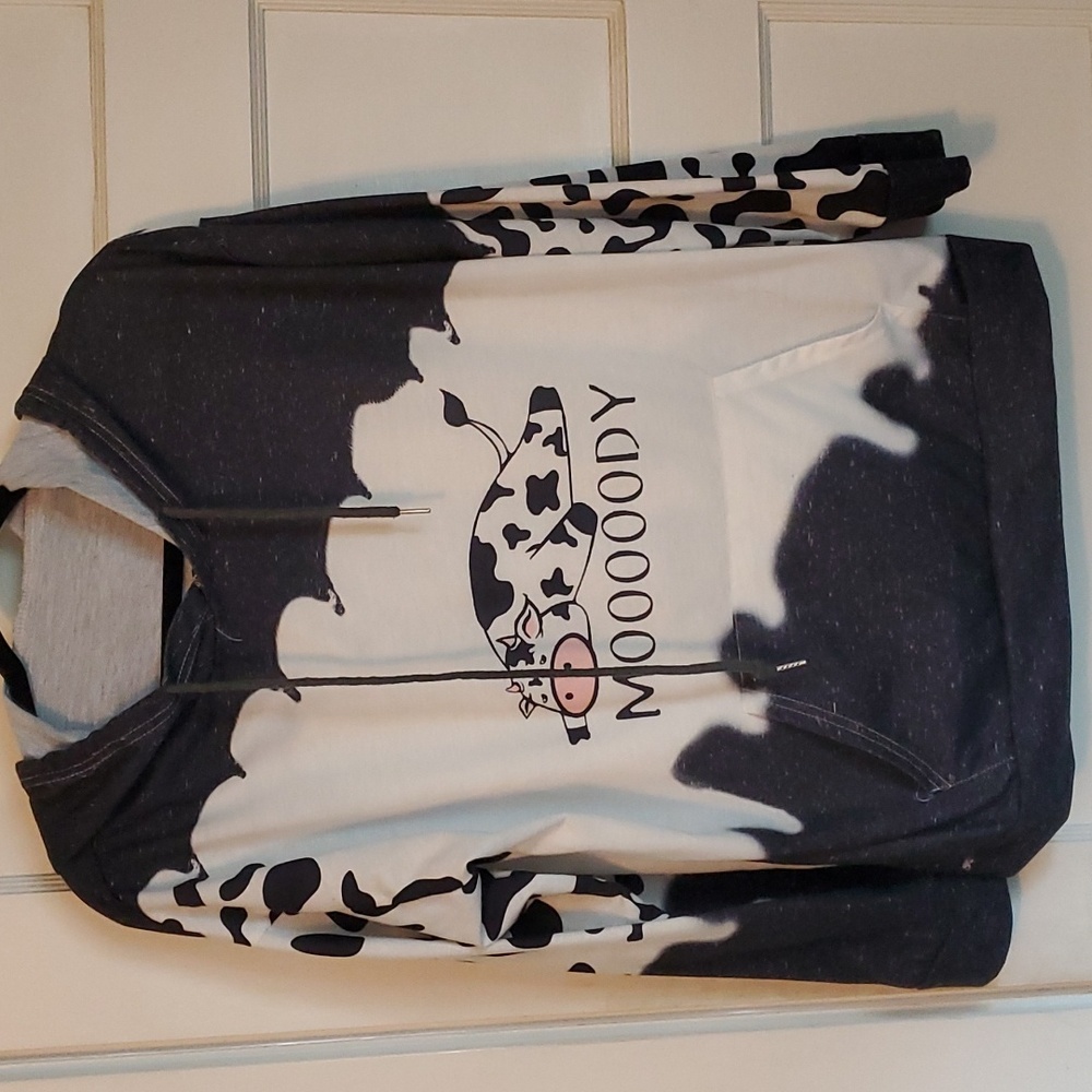 "Mooooody" cow hoodie